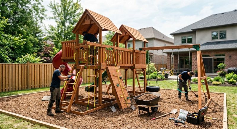 Wooden Playset Installation in Overland Park, KS
